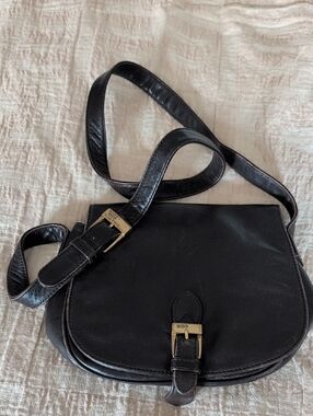 Classic Dark Brown Leather Crossbody Bag by Unbranded